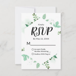 Cartons Réponse Mariage encadré Foliage frais Hexagon Botanique
