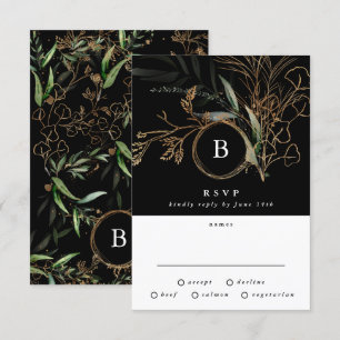 Cartons Réponse Mariage Eucalyptus Premium Black Gold