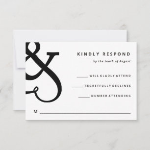 Cartons Réponse Mariage Fantaisie Ampersand   Noir et Blanc