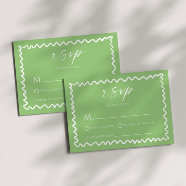 Cartons Réponse Mariage Fantaisiste Citron Vert Bordure Ondulée (Créateur téléchargé)
