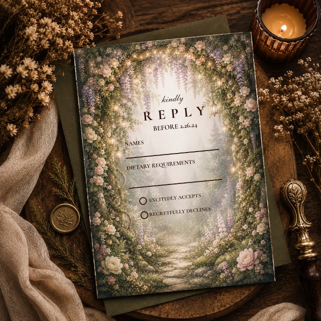 Cartons Réponse Mariage féerique en forêt enchantée (Créateur téléchargé)