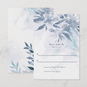 Cartons Réponse Mariage Feuille Aquarelle bleu doux