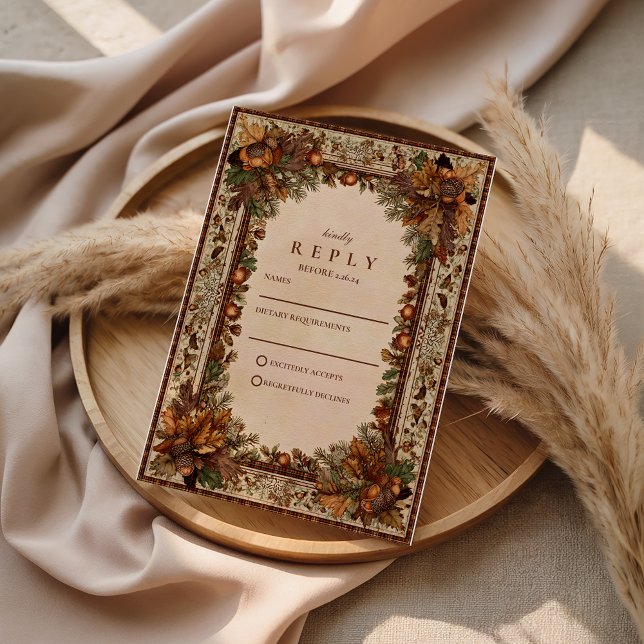 Cartons Réponse Mariage Feuille de Chêne d'Automne (Créateur téléchargé)