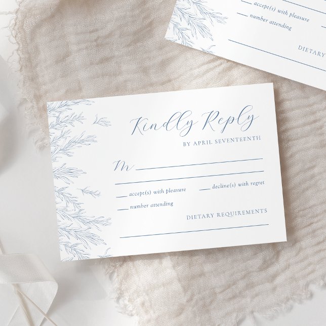 Cartons Réponse Mariage Feuille minimaliste Dusty (Créateur téléchargé)