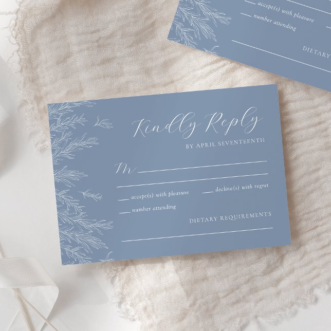 Cartons Réponse Mariage Feuille minimaliste Dusty (Créateur téléchargé)