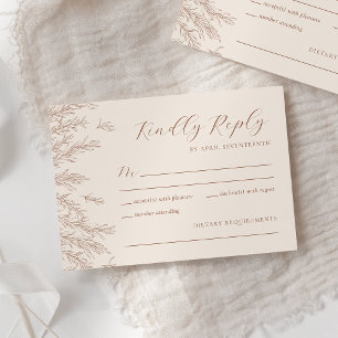 Cartons Réponse Mariage Feuille minimaliste en terre cuite moderne