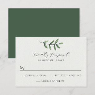 Cartons Réponse Mariage Feuille verte