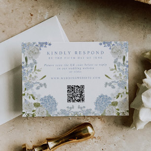 Cartons Réponse Mariage Fleur Bleu Tendre