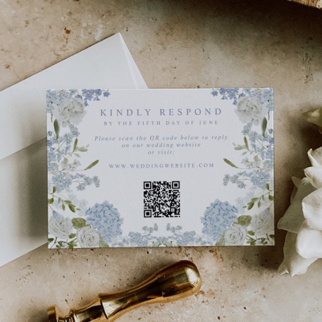 Cartons Réponse Mariage Fleur Bleu Tendre (Créateur téléchargé)