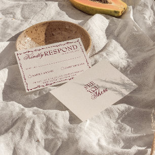Cartons Réponse Mariage Fleur Crème Bourgogne Élégant Argenté