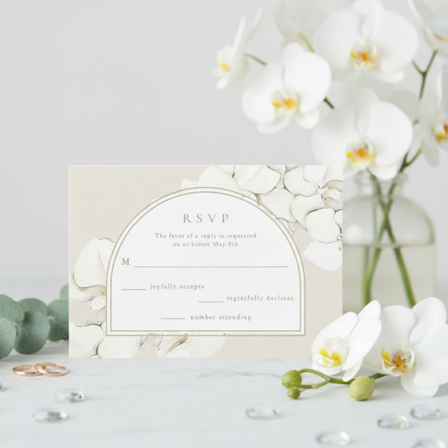 Cartons Réponse Mariage Fleur d'Orchidée Blanche  (White Orchid Floral Wedding RSVP Card)