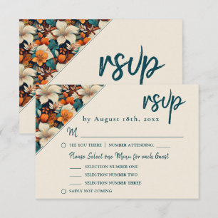 Cartons Réponse Mariage Fleur Florale Tropicale Élégante