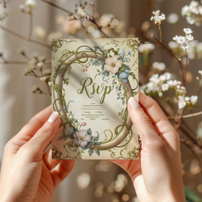 Cartons Réponse Mariage Fleur sauvage Art Nouveau (Créateur téléchargé)