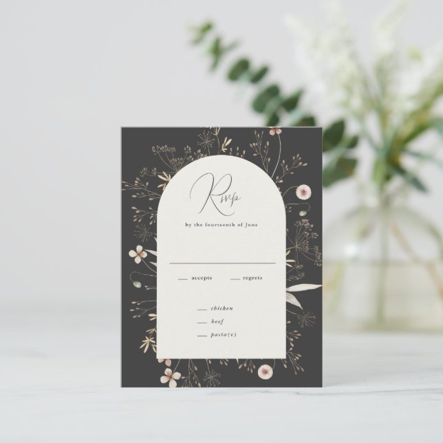 Cartons Réponse Mariage Fleur sauvage Boho Arch (Debout devant)
