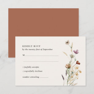 Cartons Réponse Mariage Fleur sauvage Boho Fall