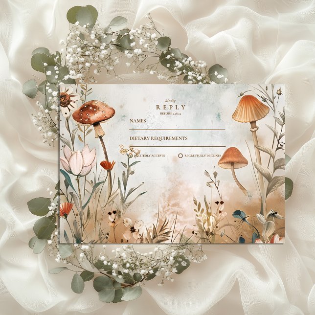 Cartons Réponse Mariage Fleur sauvage Boho Mushroom (Créateur téléchargé)