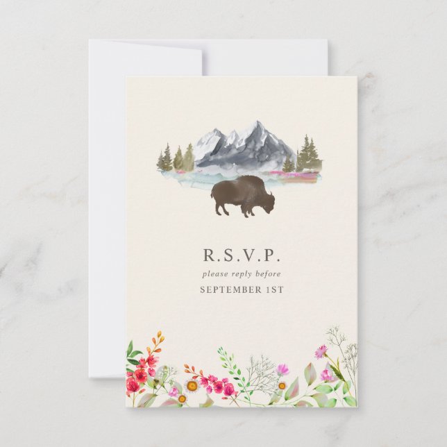 Cartons Réponse Mariage Fleur sauvage Buffalo (Devant)