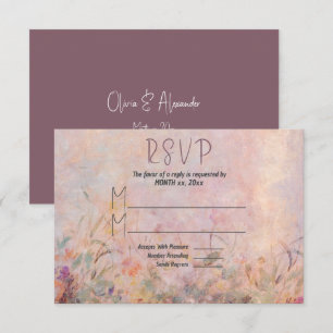 Cartons Réponse Mariage fleur sauvage d'aquarelle
