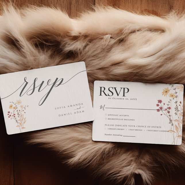 Cartons Réponse Mariage Fleur sauvage d'aquarelle d'automne (Créateur téléchargé)