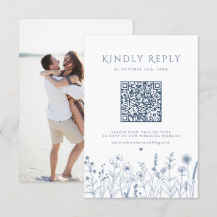 Cartons Réponse Mariage Fleur sauvage de périphérique minimaliste 