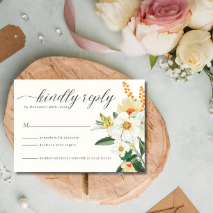 Cartons Réponse Mariage Fleur sauvage du jardin de printemps beige