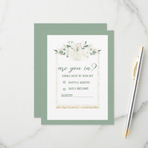 Cartons Réponse Mariage Fleur sauvage élégant Charm Green