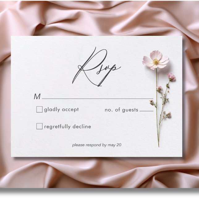 Cartons Réponse Mariage Fleur sauvage Pressé Moderne (Modern Pressed Pastel Wildflowers Wedding Response Card)