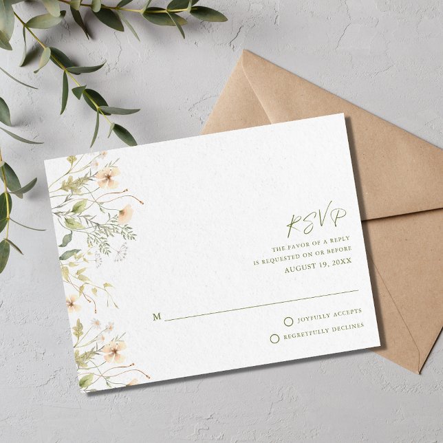 Cartons Réponse Mariage Fleur sauvage simple (Simple Wildflowers Wedding RSVP Card)