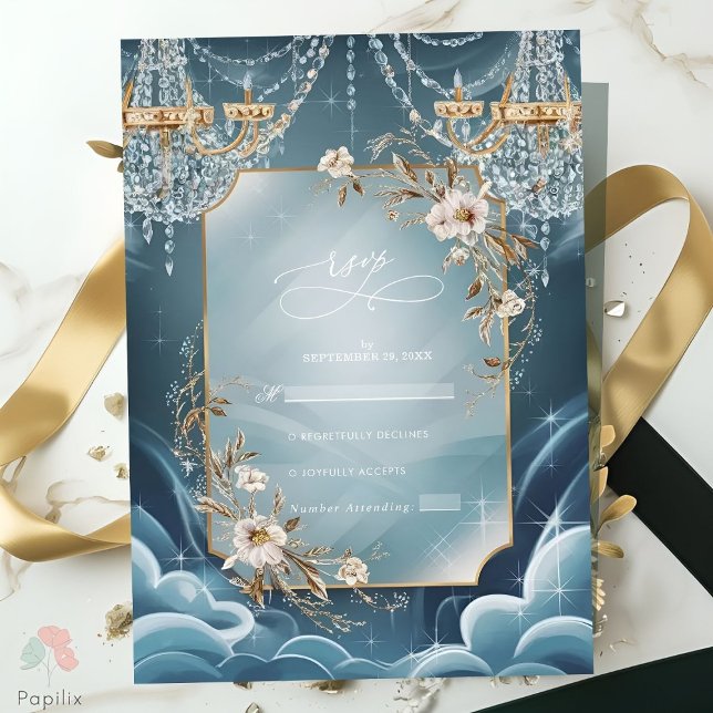 Cartons Réponse Mariage fleurie de luxe lustre en cristal (Créateur téléchargé)