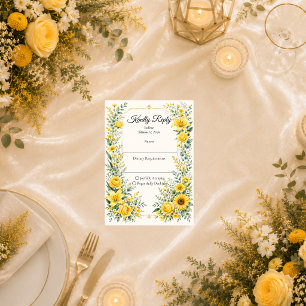 Cartons Réponse Mariage Fleurie de Tournesols au Soleil Radieux d'