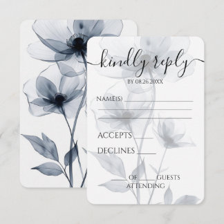 Cartons Réponse Mariage Fleurs Bleues Transparentes Personnalisées