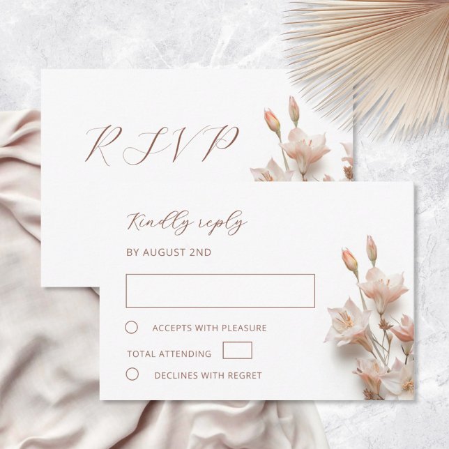 Cartons Réponse Mariage Fleurs Boho 3D Blush (Créateur téléchargé)
