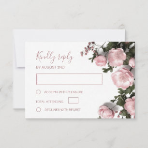 Cartons Réponse Mariage Fleurs Sauvages Roses 3D