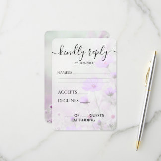 Cartons Réponse Mariage Fleurs Violettes Simples Personnalisées