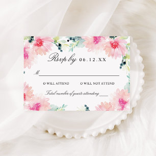 Cartons Réponse Mariage Floral à l'Aquarelle Vintage Rose