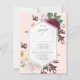 Cartons Réponse Mariage Floral à Monogramme