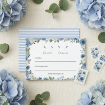 Mariage Floral Aquarelle Bleu Et Blanc