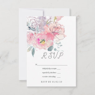 Cartons Réponse Mariage floral aquarelle peint à la main