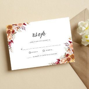 Cartons Réponse Mariage Floral Aquarelle Rouge Bourgogne