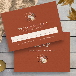 Cartons Réponse Mariage Floral Aquarelle Terracotta Copper Fall