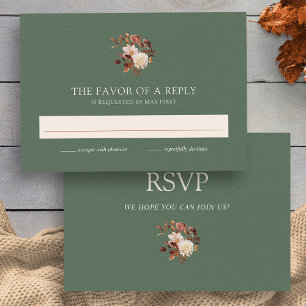 Cartons Réponse Mariage Floral Aquarelle Terre Cuite de Green Fall