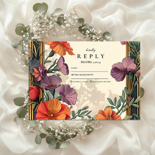 Cartons Réponse Mariage floral Art Nouveau Sunset
