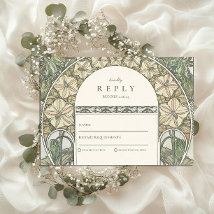 Cartons Réponse Mariage floral Art Nouveau verdure