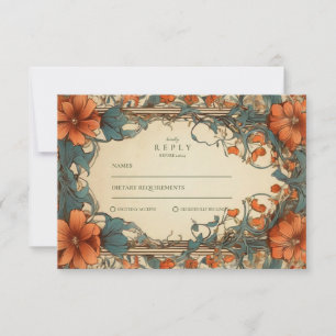 Cartons Réponse Mariage Floral Art Nouveau Vintage