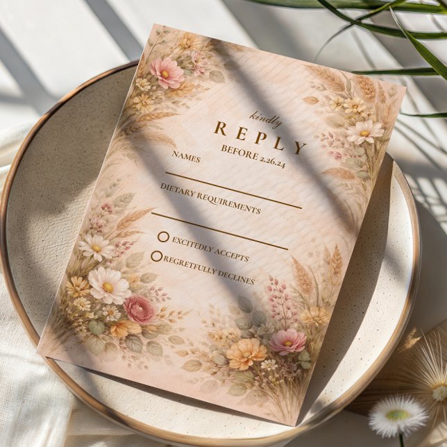 Cartons Réponse Mariage Floral Automnal Douce (Créateur téléchargé)