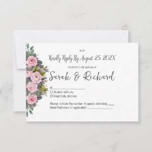 Cartons Réponse Mariage Floral aux Teintes Douces de Rose