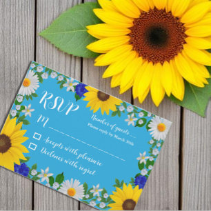 Cartons Réponse Mariage Floral bleu ciel d'été