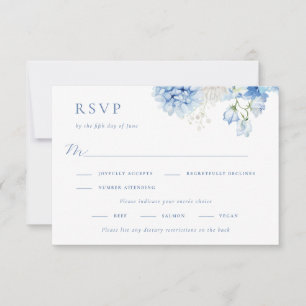 Cartons Réponse Mariage floral bleu élégant
