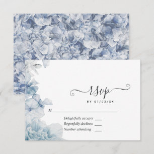 Cartons Réponse Mariage floral bleu poussiéreux