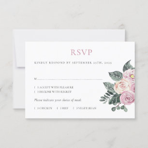 Cartons Réponse Mariage floral bleu rose Rose